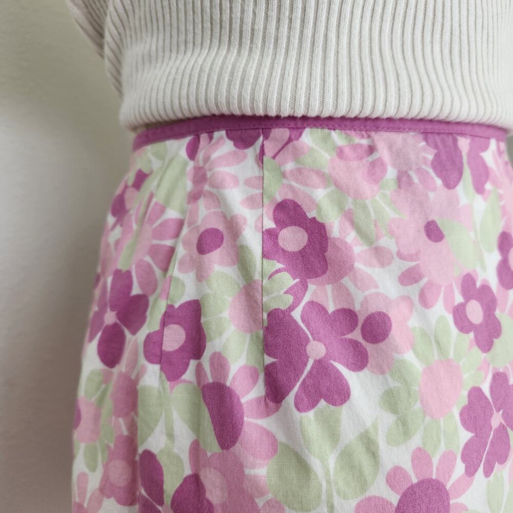Vintage Y2K Ann Taylor Loft Pink White Green Floral Wrap Mini Skirt 6 - Picture 6 of 7